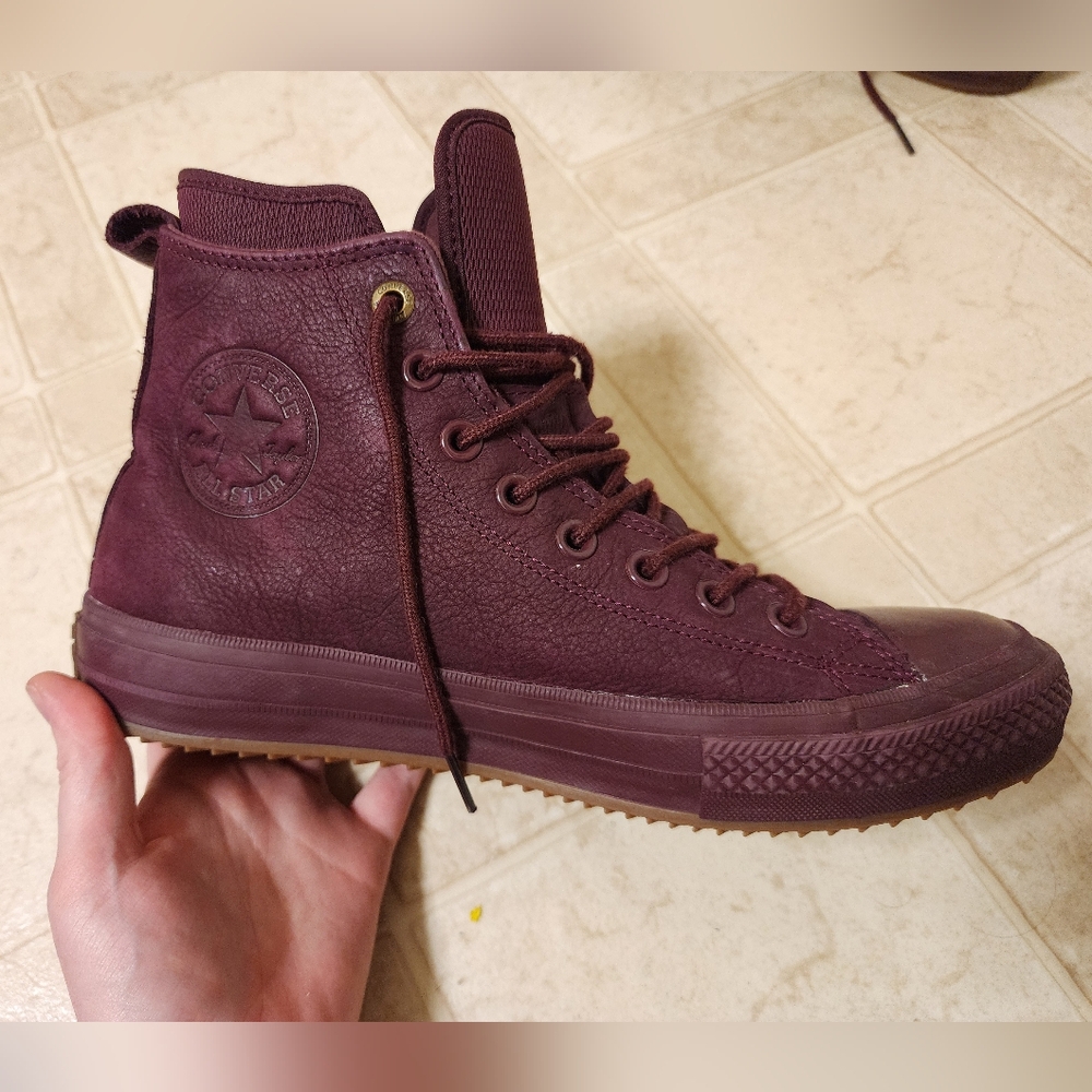 Burgundy Leather Cold Weather Converse